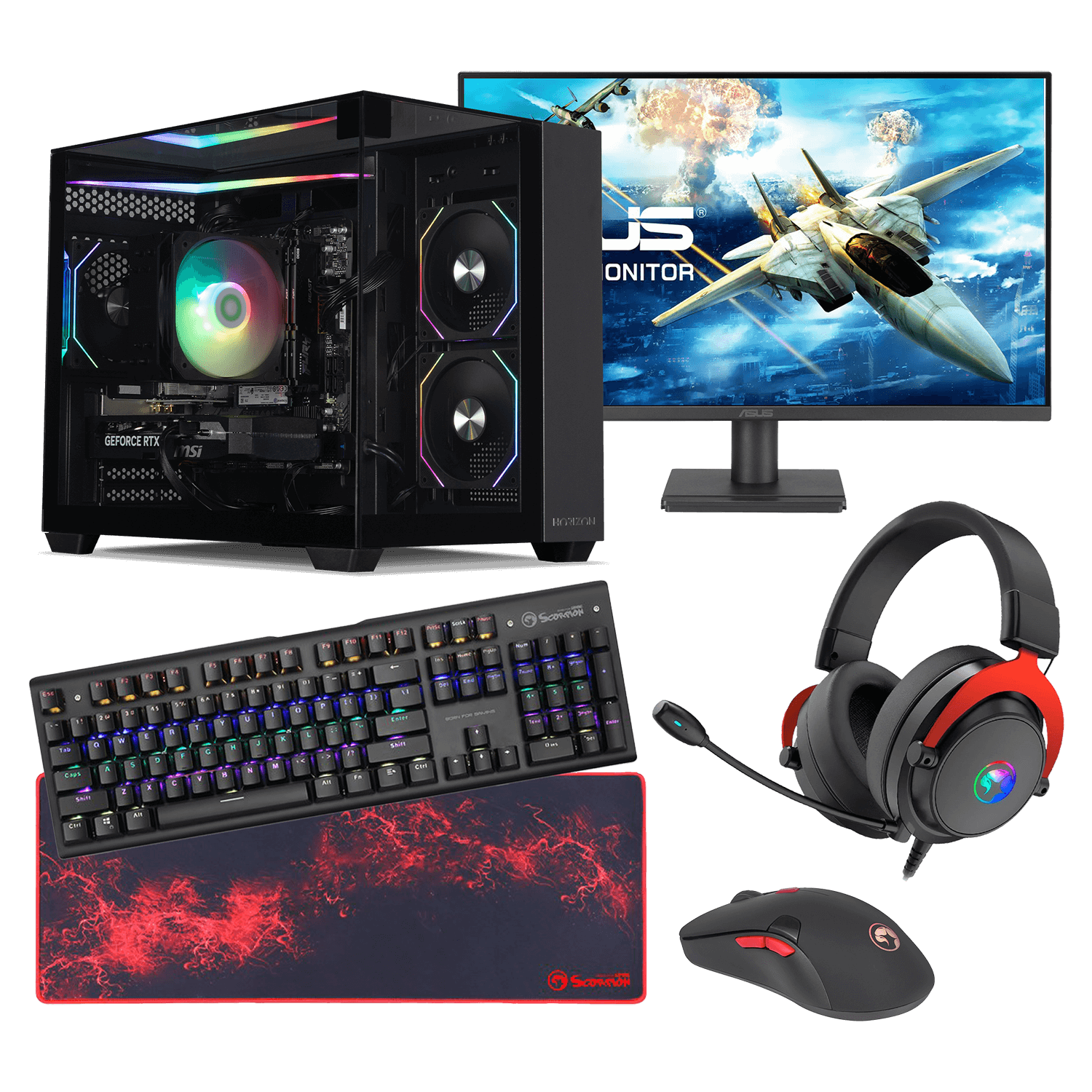 Image of Horizon Ryzen 5 RTX 5060 Ti Pre-Built PC with ASUS Monitor and